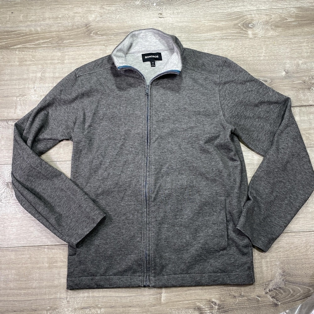 Bonobos Jacket Mens Medium Gray Slim Fit‎ Full Zip Lightweight Cotton Blend